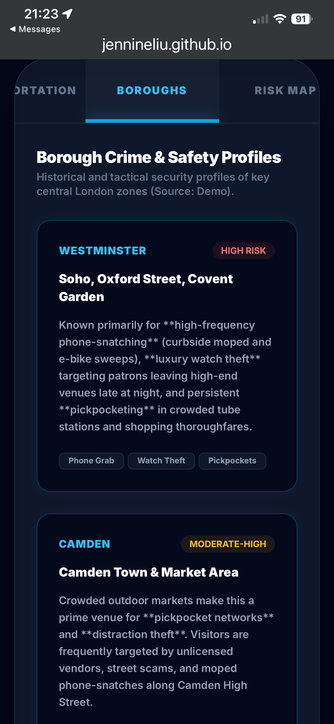 London safety overview